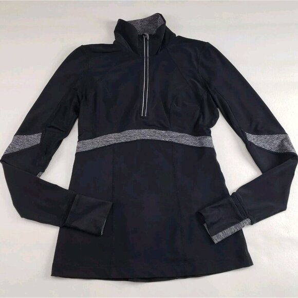 Lululemon Run Distance Pullover Womens 6 Black Long Sleeve Reflective Active Top - Picture 4 of 13